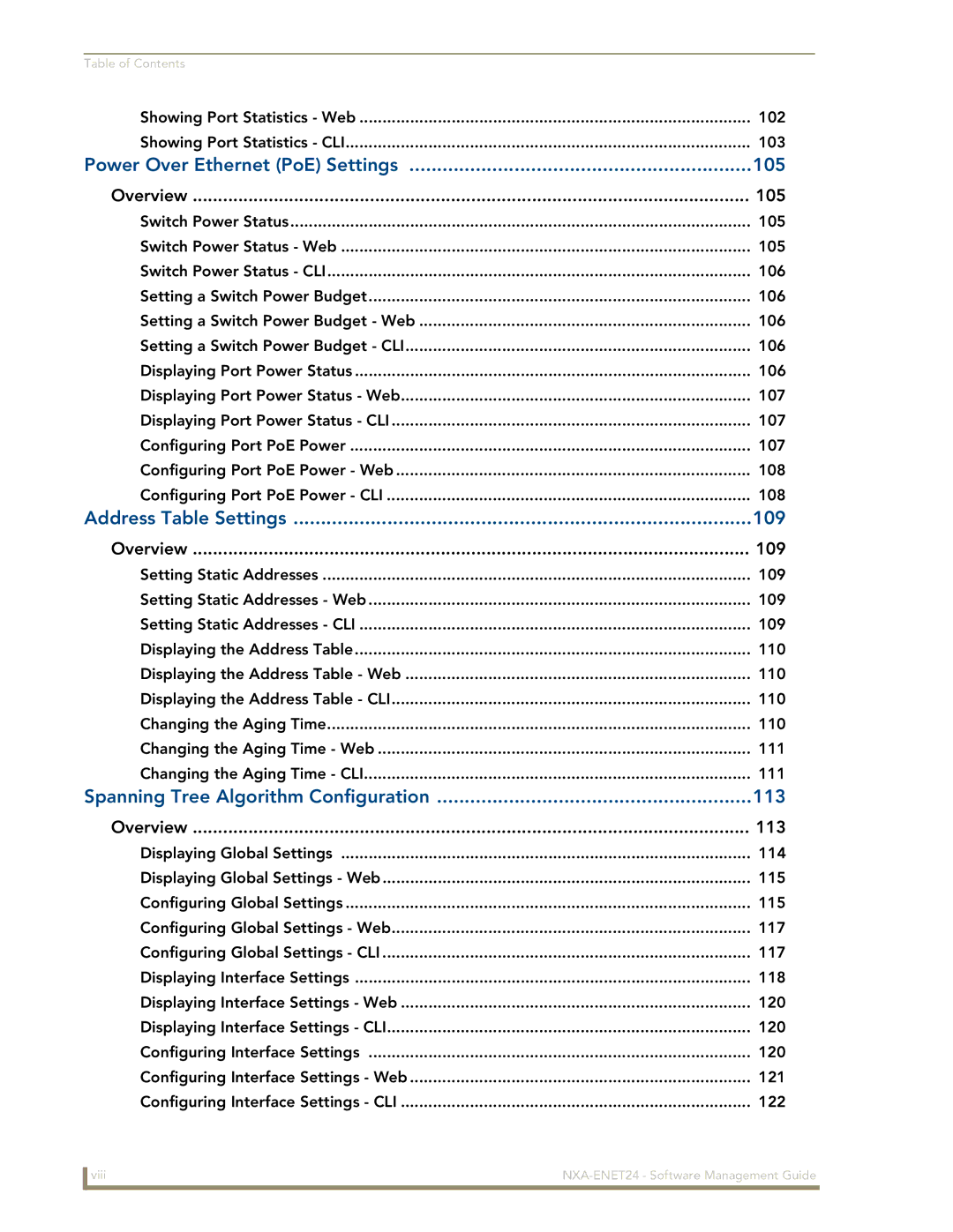 AMX NXA-ENET24 manual Overview 105, Overview 109, Overview 113 