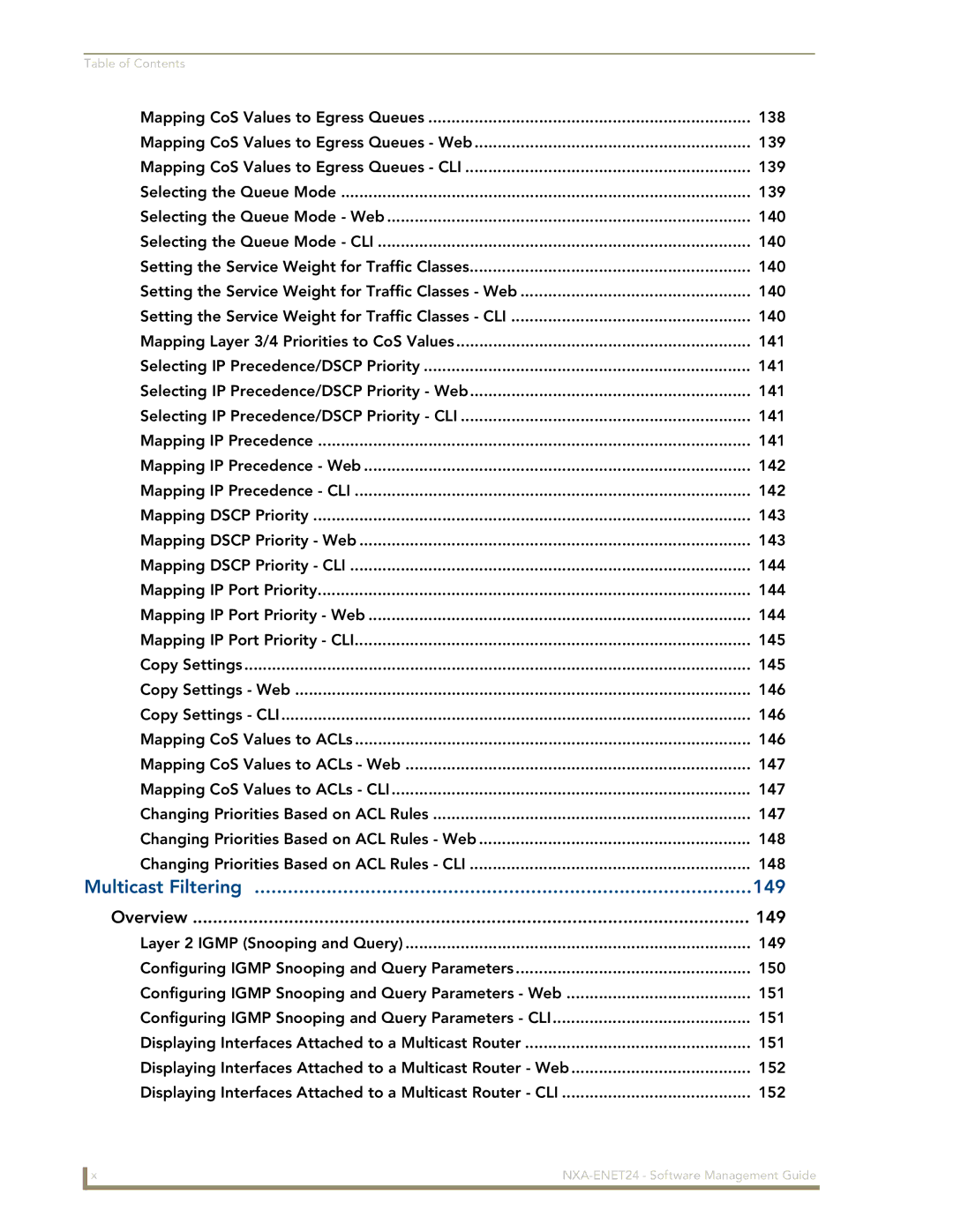 AMX NXA-ENET24 manual Multicast Filtering 149, Overview 149 