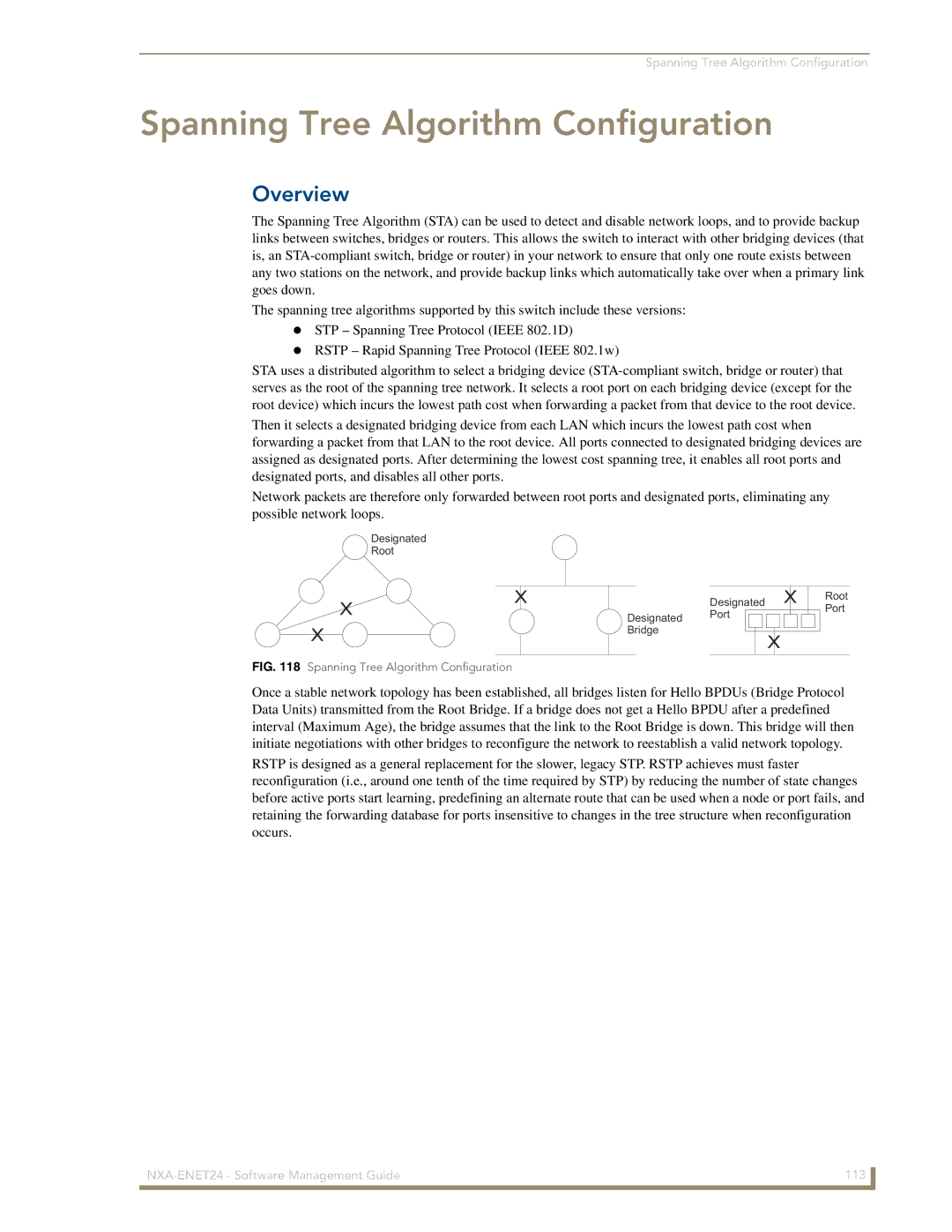 AMX NXA-ENET24 manual Spanning Tree Algorithm Configuration 