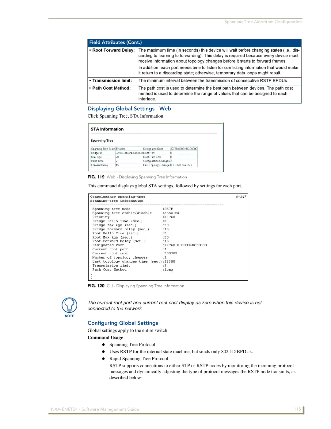 AMX NXA-ENET24 manual Displaying Global Settings Web, Configuring Global Settings 