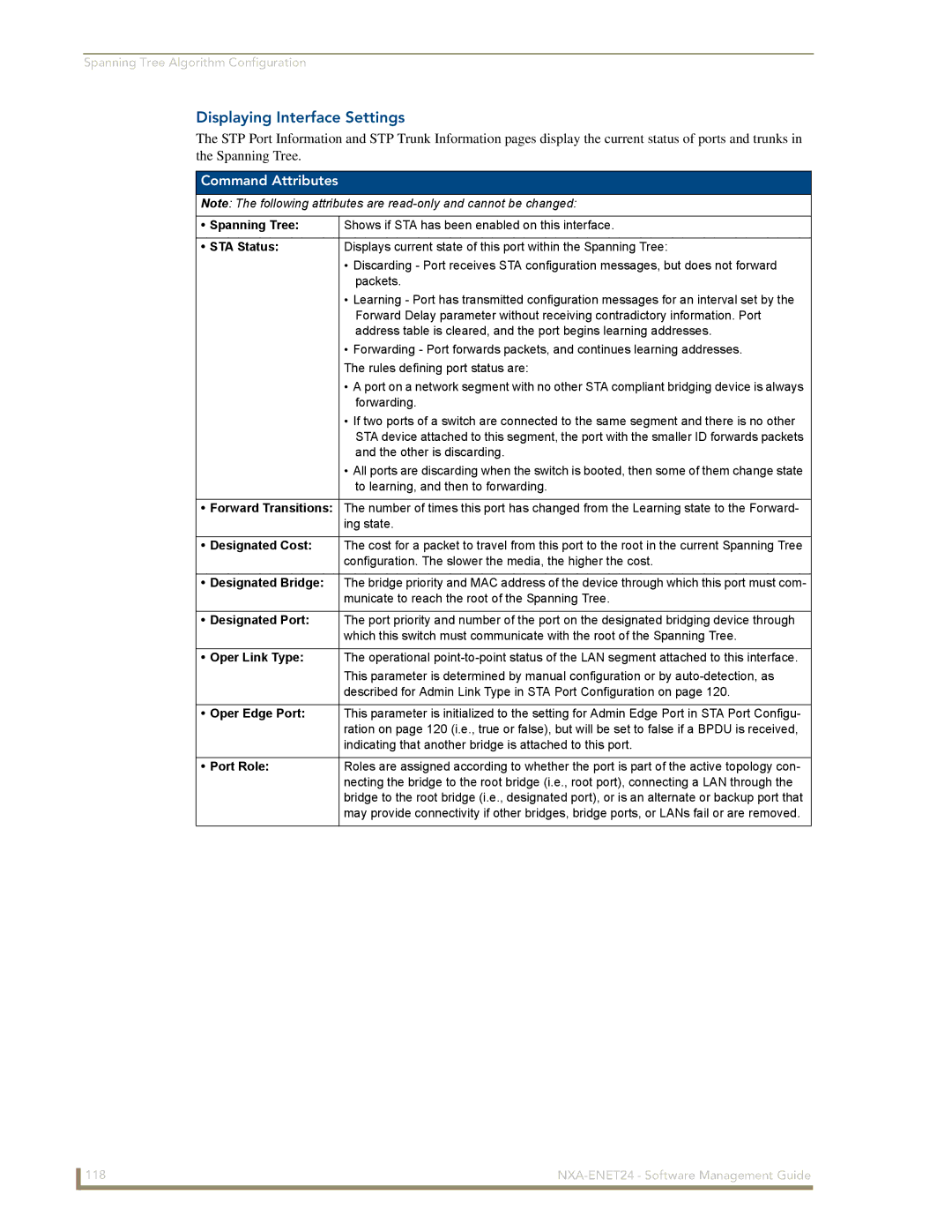 AMX NXA-ENET24 manual Displaying Interface Settings 