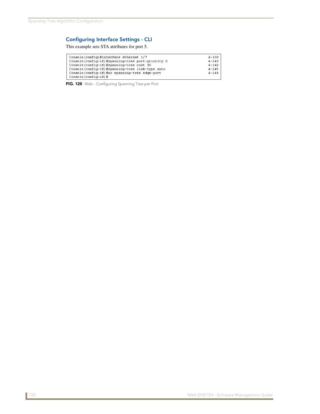 AMX NXA-ENET24 manual Configuring Interface Settings CLI 