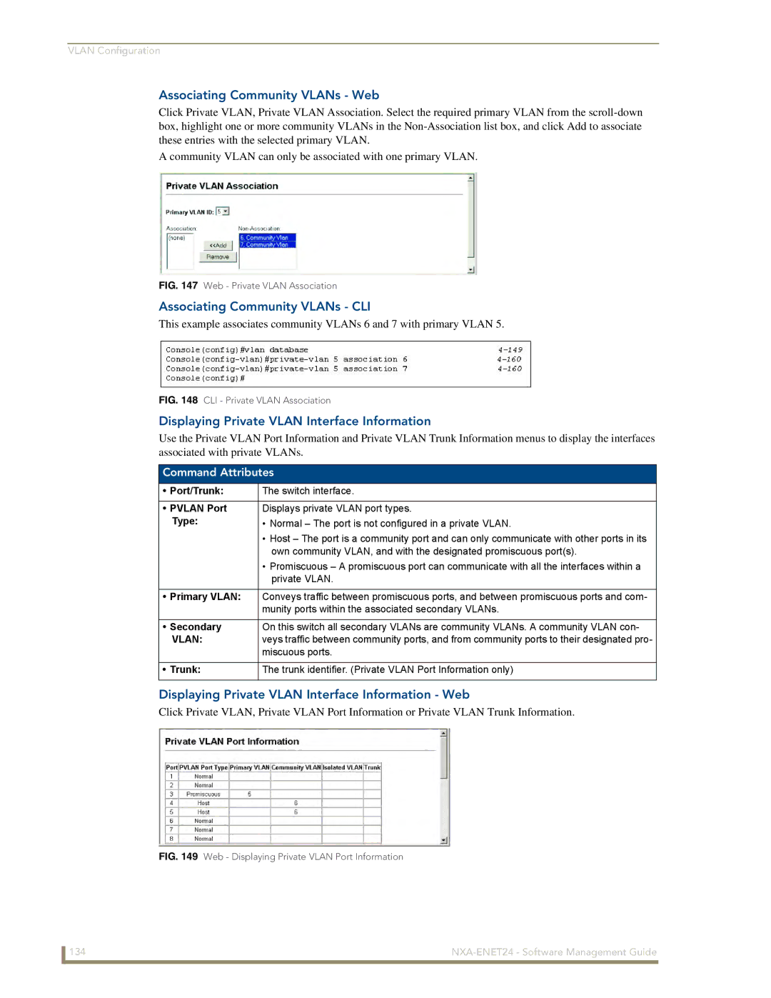 AMX NXA-ENET24 manual Associating Community VLANs Web, Associating Community VLANs CLI 