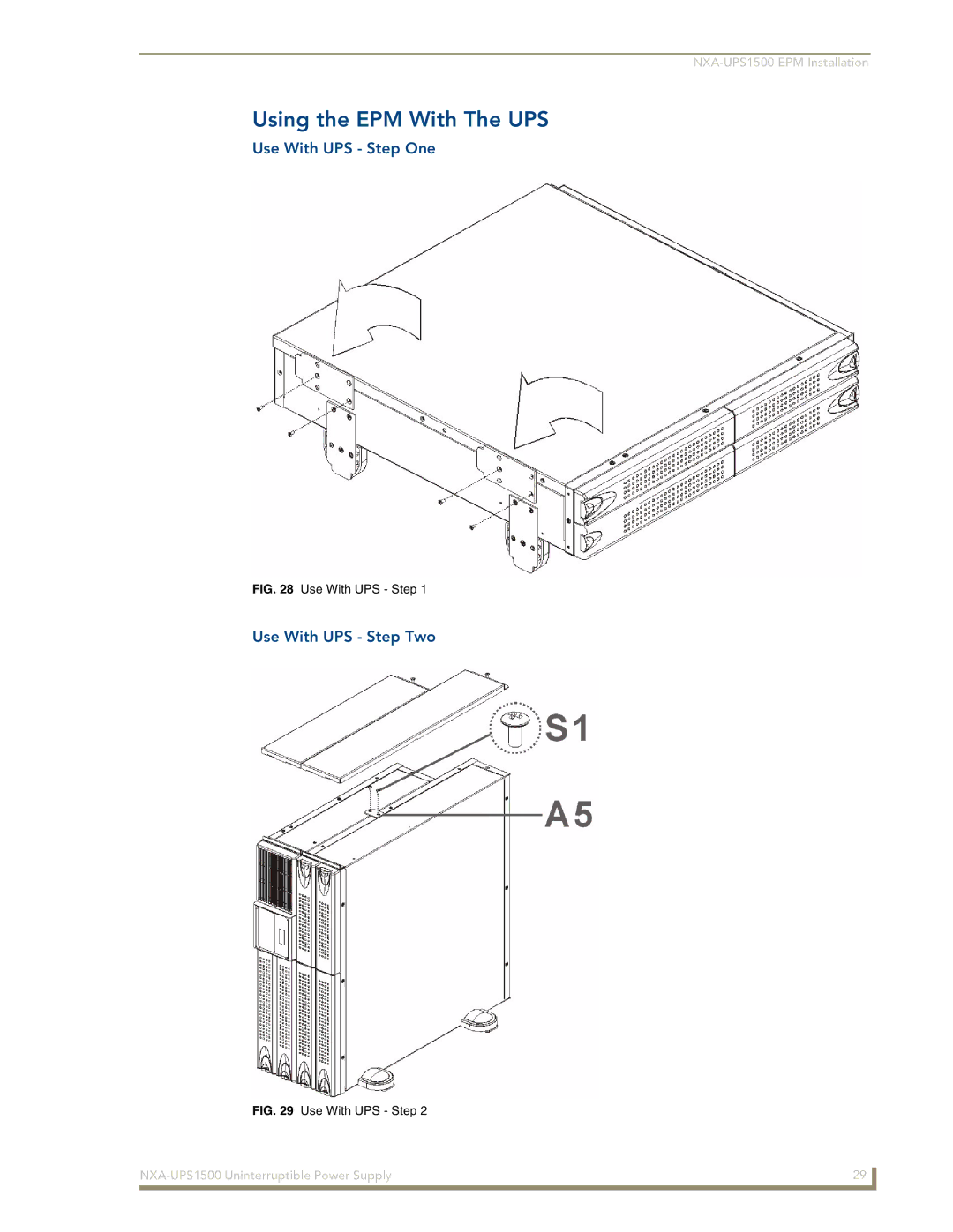 AMX NXA-UPS1500 manual Using the EPM With The UPS, Use With UPS Step One, Use With UPS Step Two 