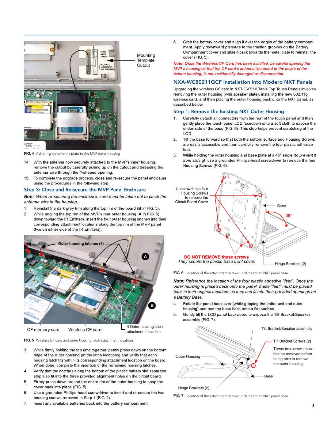 AMX NXA-WC80211GCF Installation into Modero NXT Panels, Remove the Existing NXT Outer Housing, Mounting Template Cutout 