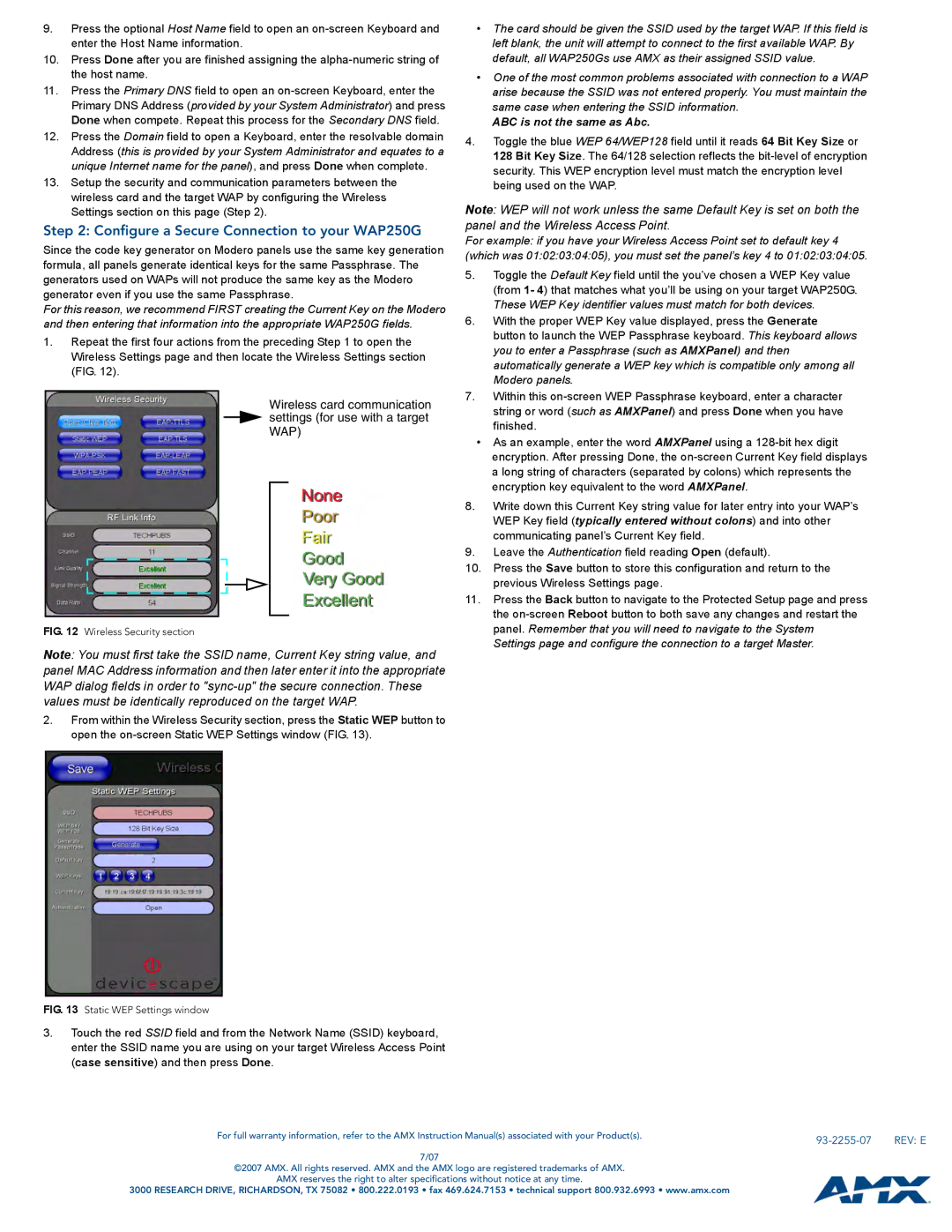 AMX NXA-WC80211GCF specifications Configure a Secure Connection to your WAP250G, ABC is not the same as Abc 