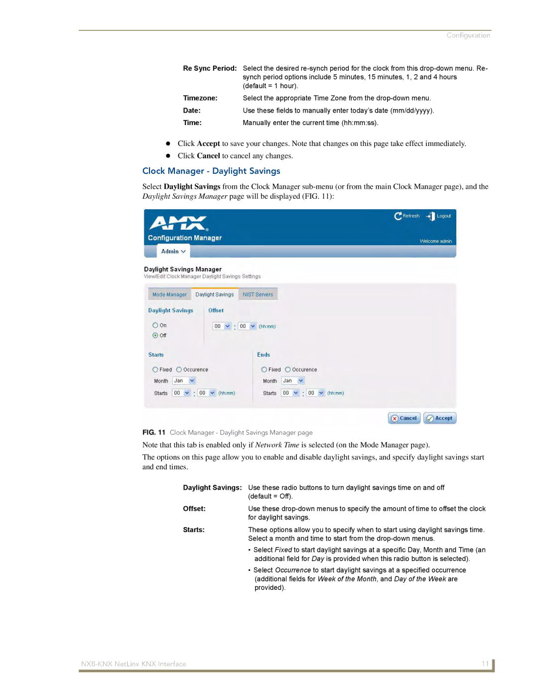 AMX NXB-KNX manual Clock Manager Daylight Savings Manager 