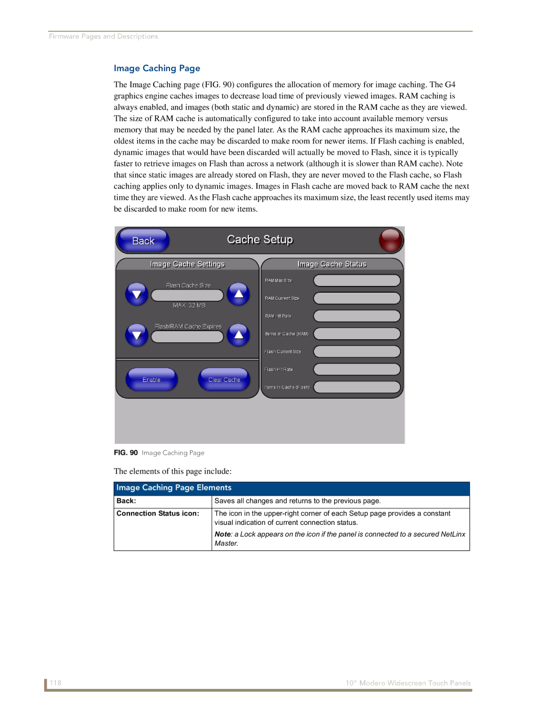 AMX NXD-1000Vi manual Image Caching Page Elements 