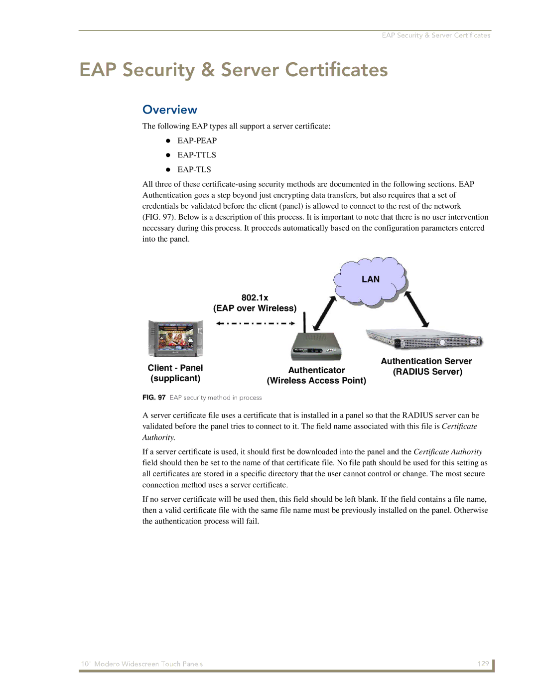 AMX NXD-1000Vi manual EAP Security & Server Certificates, Overview 