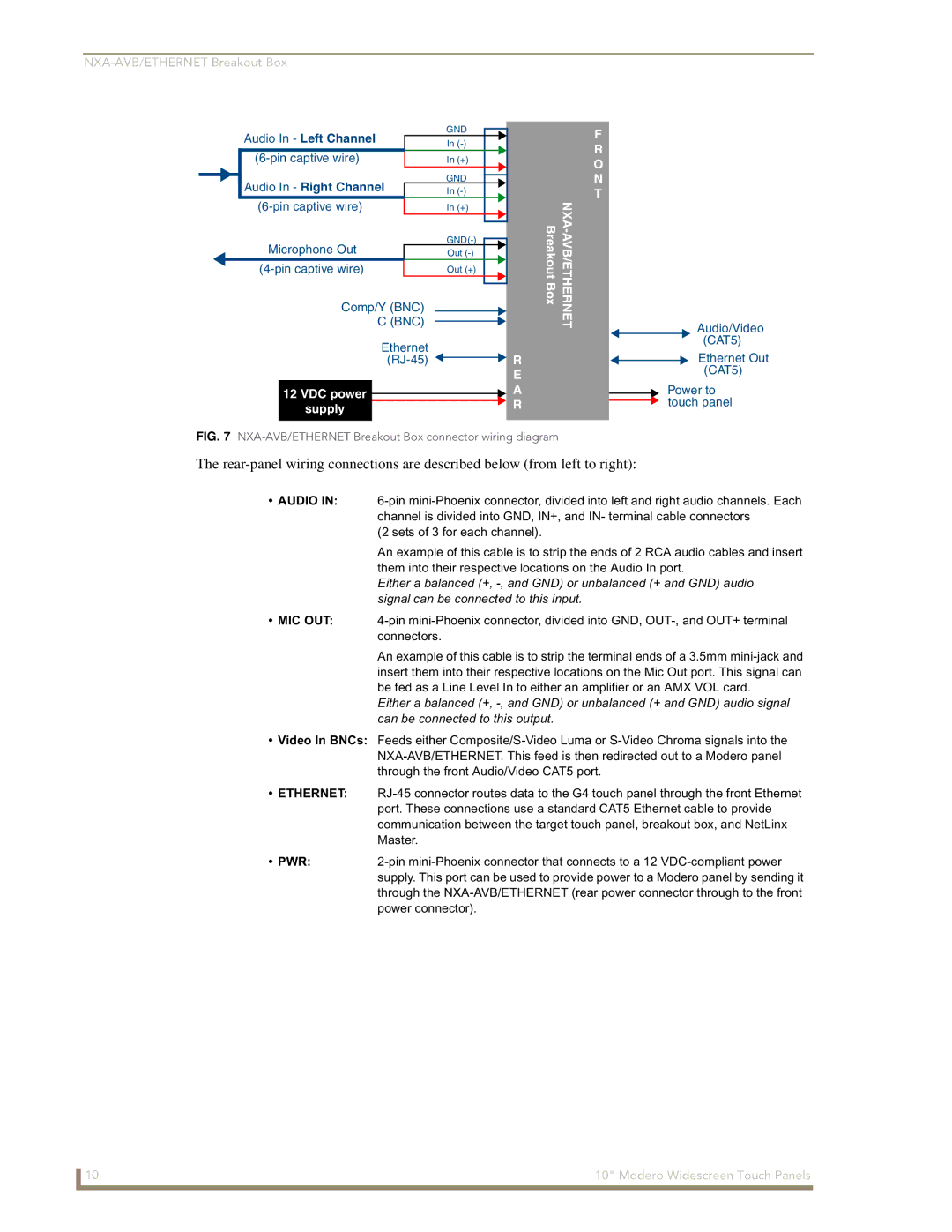 AMX NXD-1000Vi manual Audio In Left Channel 