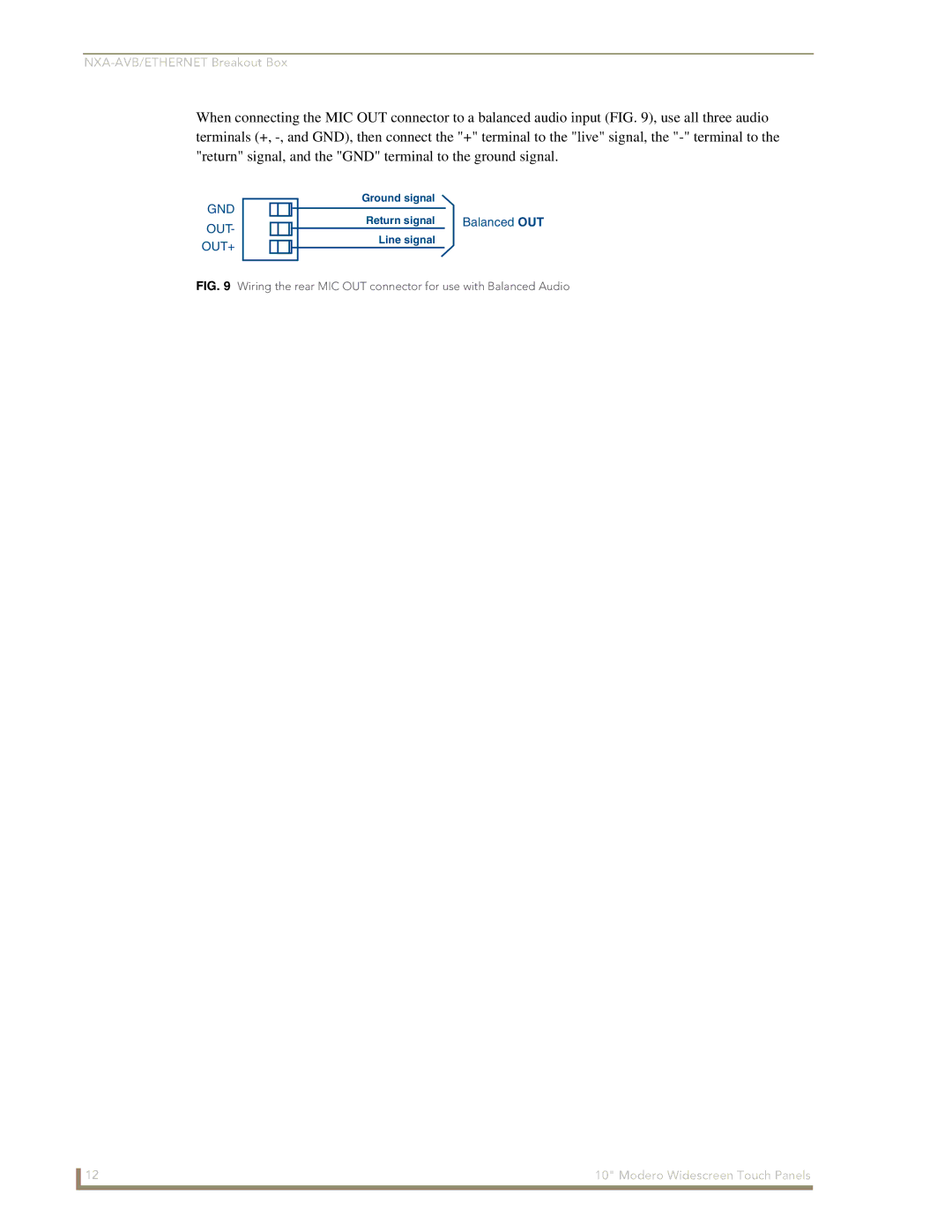 AMX NXD-1000Vi manual Balanced OUT 