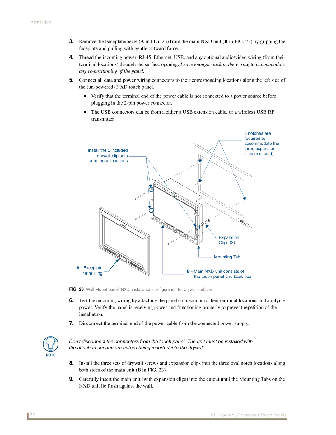 AMX NXD-1000Vi manual Installation 