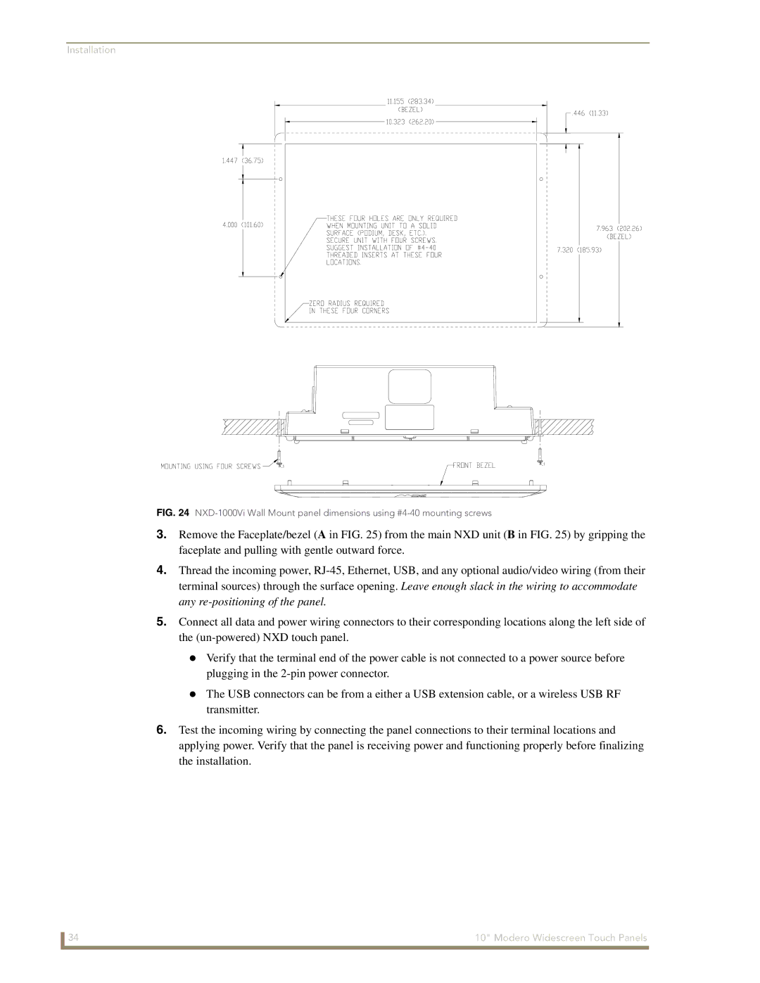 AMX NXD-1000Vi manual Installation 