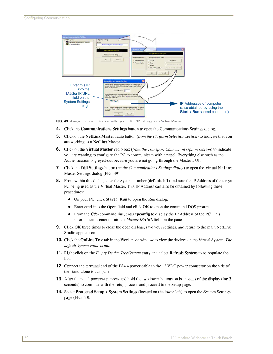 AMX NXD-1000Vi manual Configuring Communication 