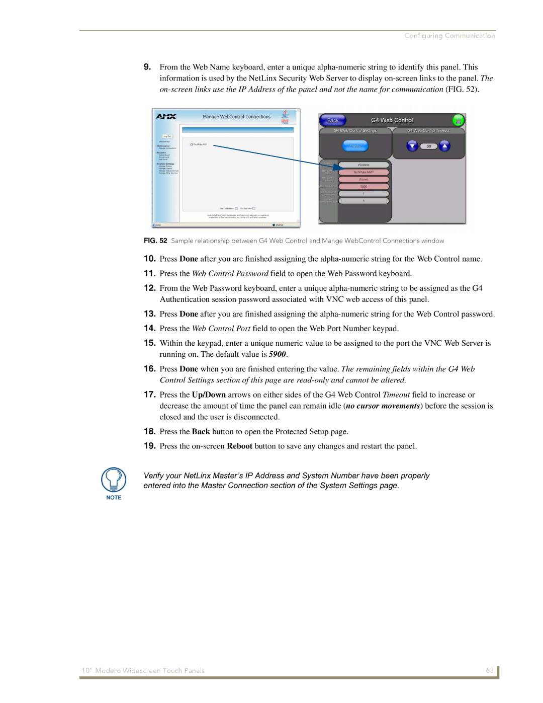 AMX NXD-1000Vi manual Configuring Communication 