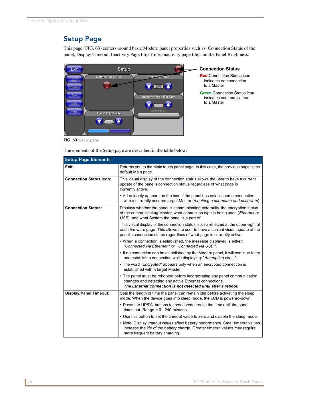 AMX NXD-1000Vi manual Setup Page Elements 