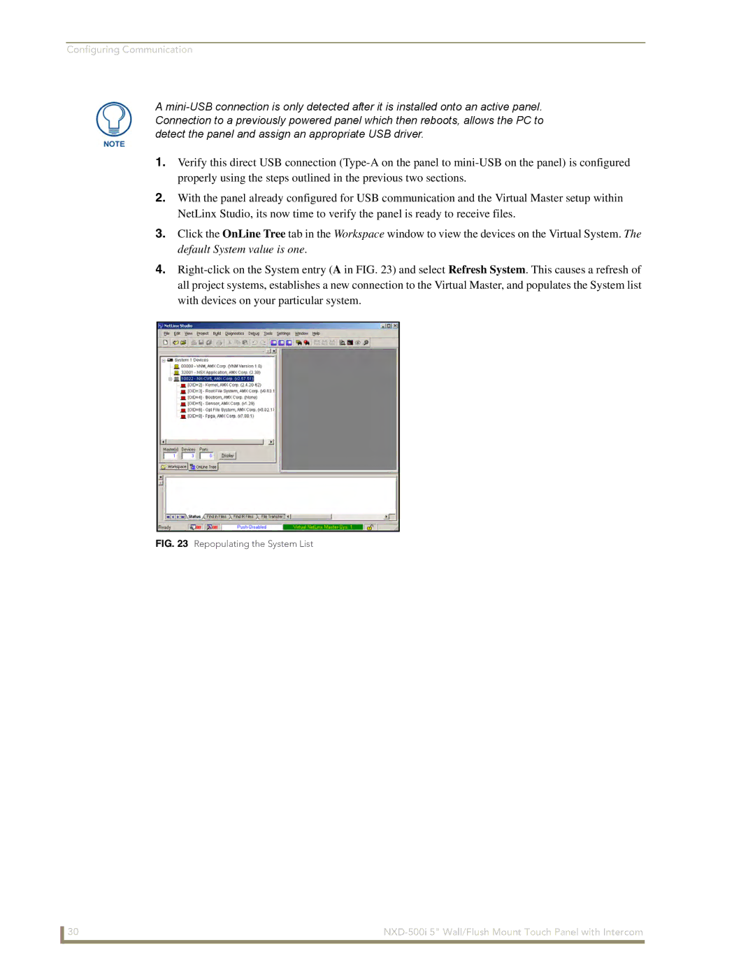 AMX NXD-500i manual Repopulating the System List 