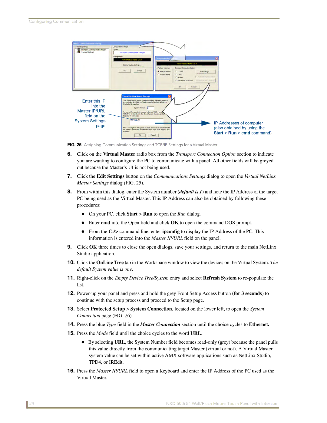 AMX NXD-500i manual Configuring Communication 