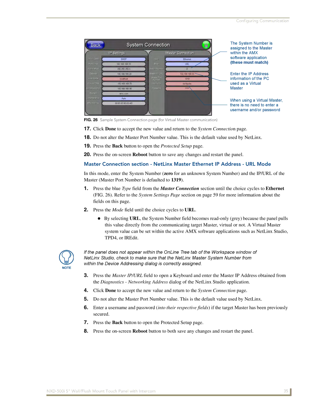 AMX NXD-500i manual These must match 