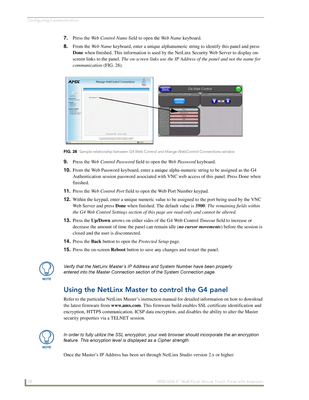 AMX NXD-500i manual Using the NetLinx Master to control the G4 panel 