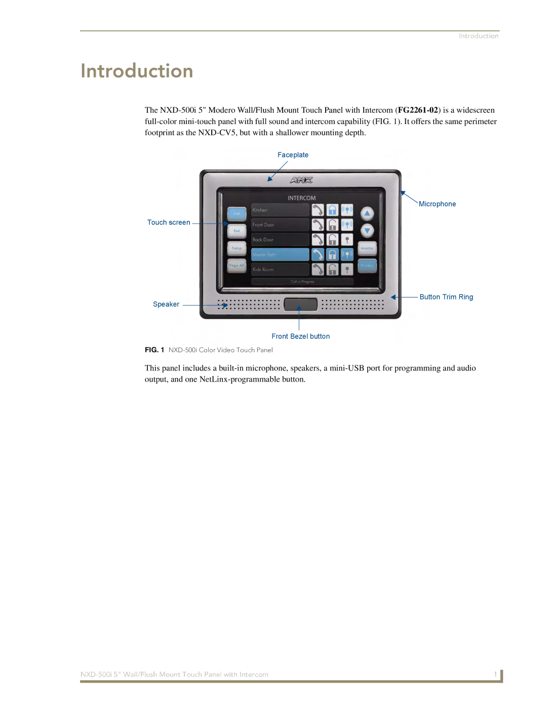 AMX NXD-500i manual Introduction 