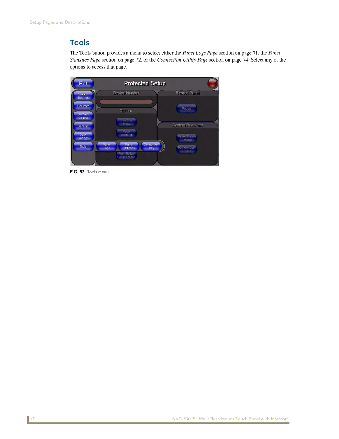 AMX NXD-500i manual Tools menu 