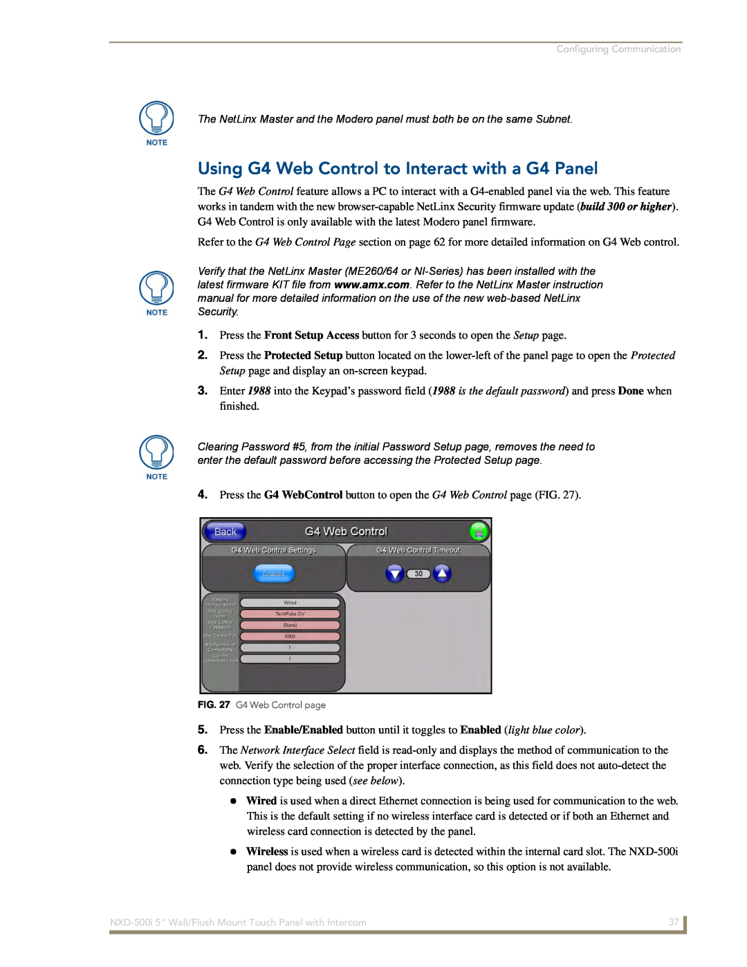 AMX NXD-500i manual Using G4 Web Control to Interact with a G4 Panel, G4 Web Control page 