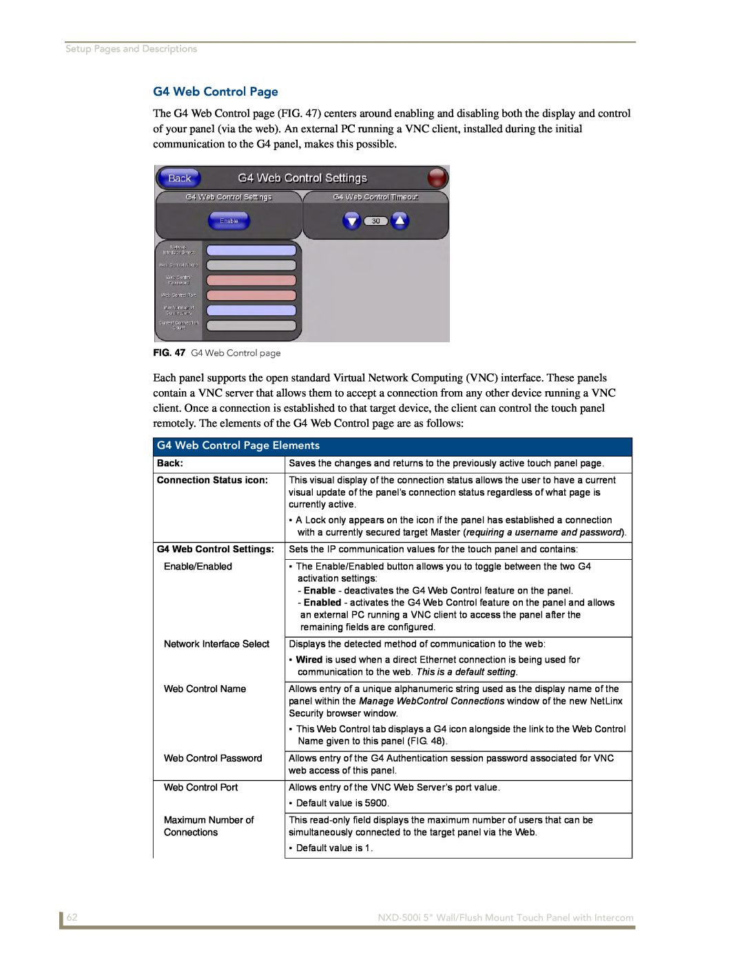 AMX NXD-500i manual G4 Web Control Page Elements 