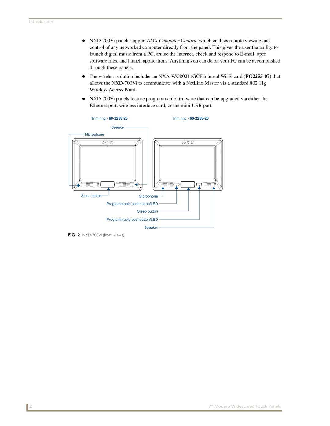 AMX manual NXD-700Vi front views 