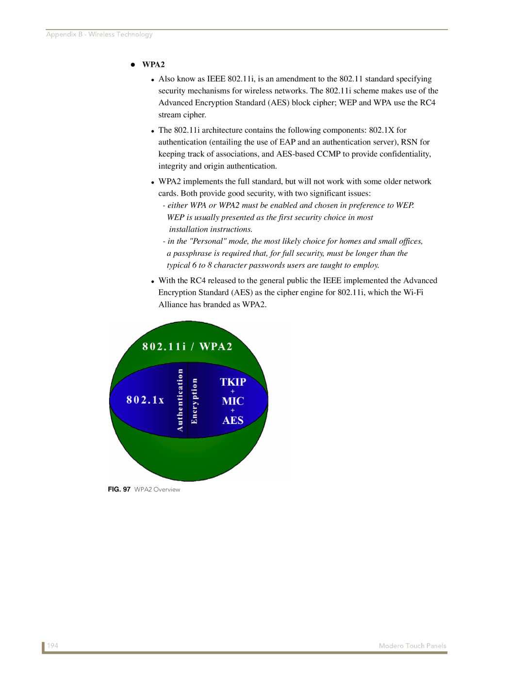 AMX NXD-700Vi manual WPA2 