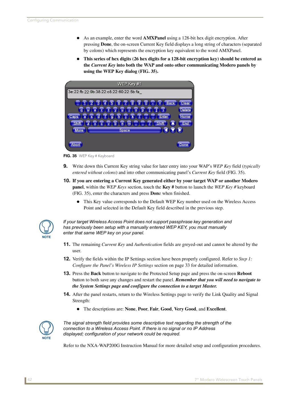 AMX NXD-700Vi manual WEP Key # Keyboard 
