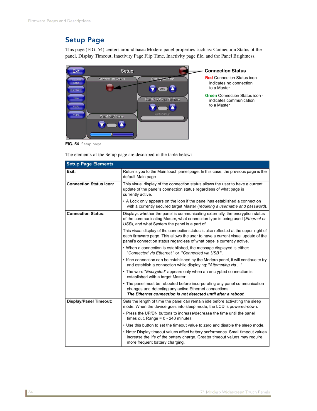 AMX NXD-700Vi manual Setup Page Elements 