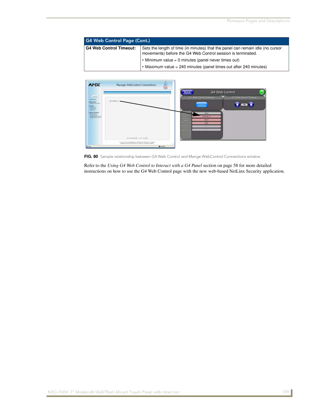 AMX NXD-700Vi manual G4 Web Control Timeout 