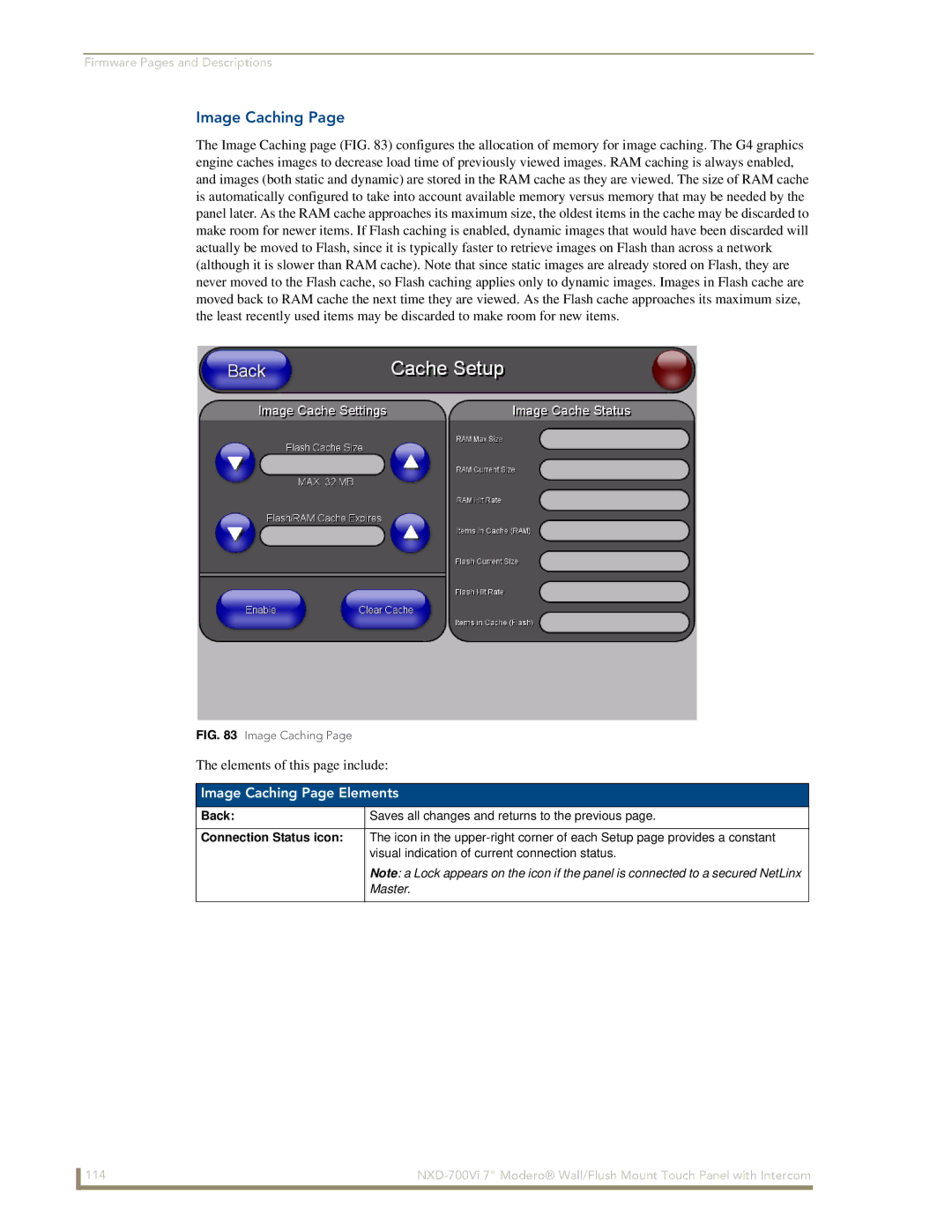 AMX NXD-700Vi manual Image Caching Page Elements 