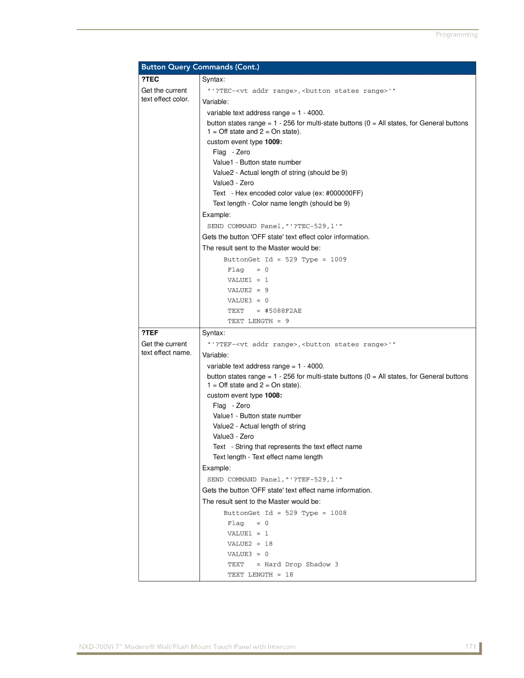 AMX NXD-700Vi manual ?Tec, ?Tef 