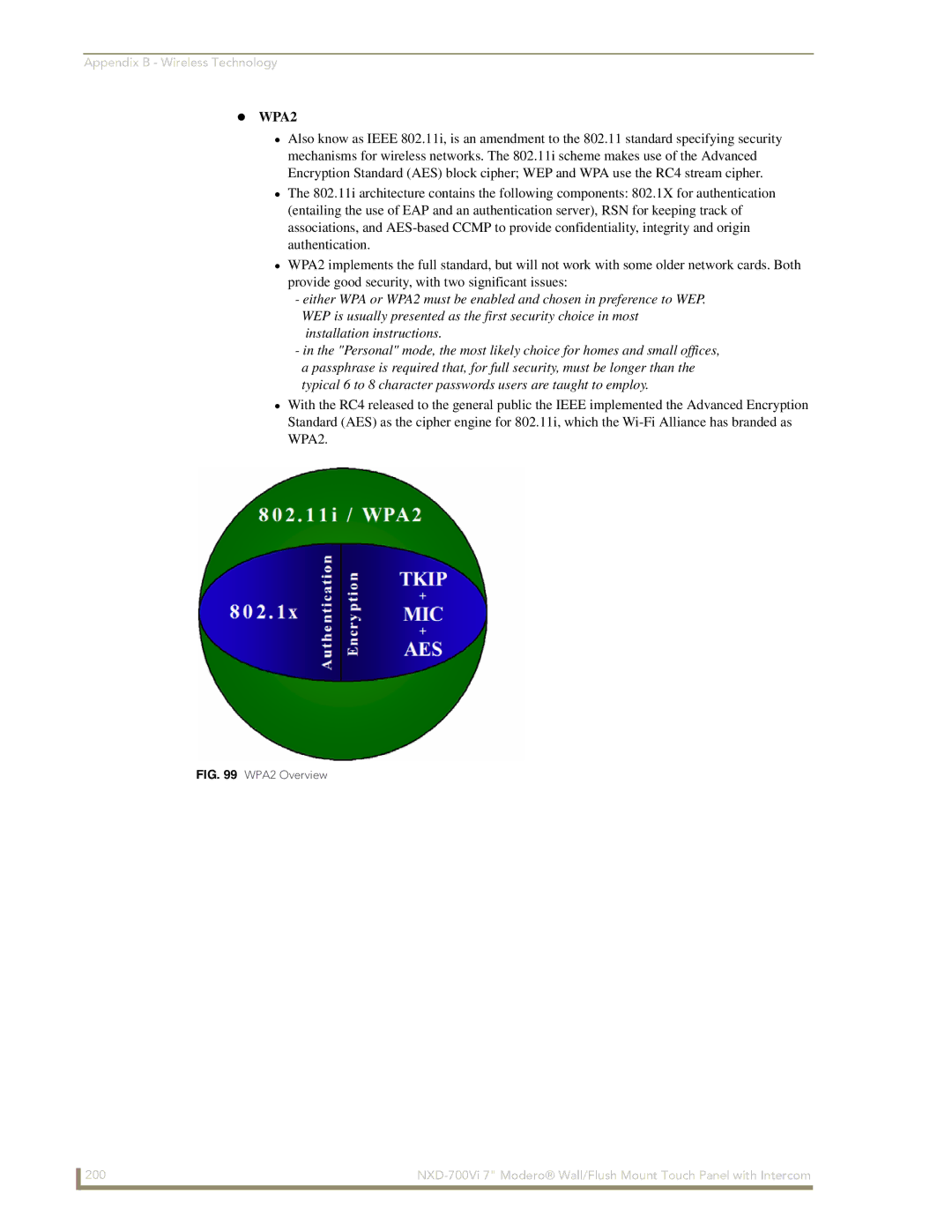 AMX NXD-700Vi manual WPA2 