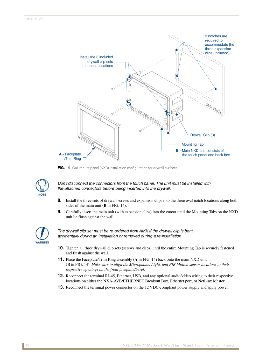 AMX NXD-700Vi manual Installation 