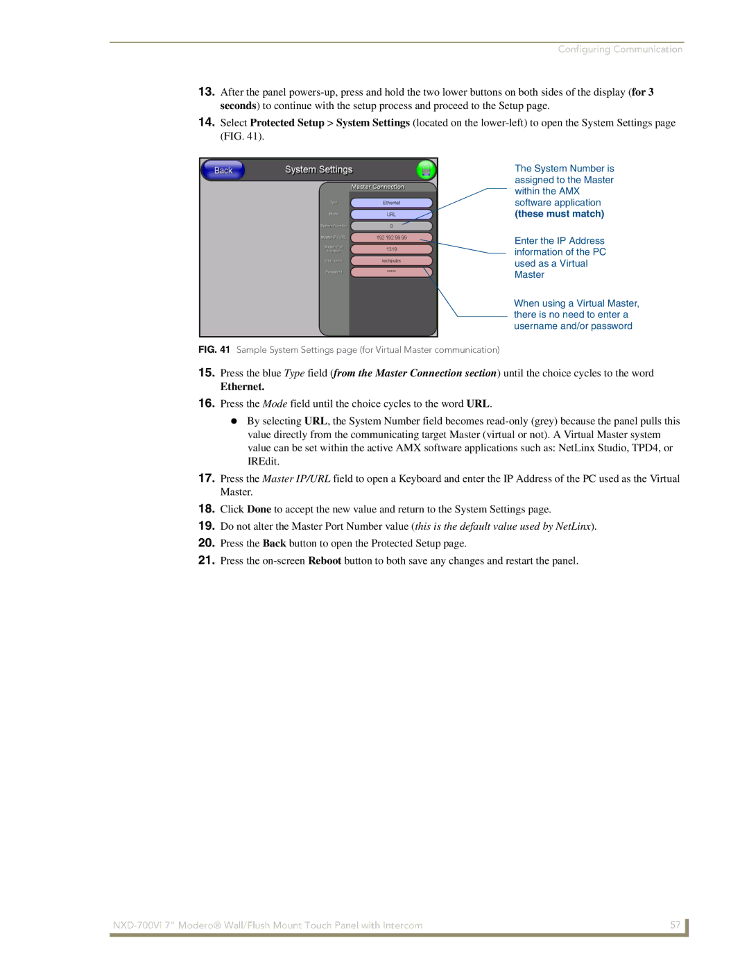 AMX NXD-700Vi manual Ethernet 