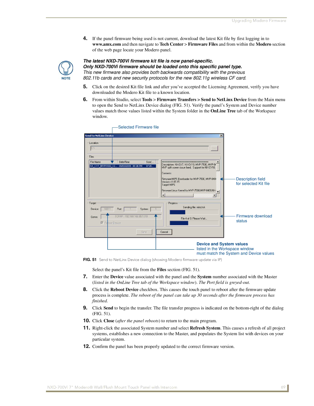 AMX NXD-700Vi manual Device and System values 