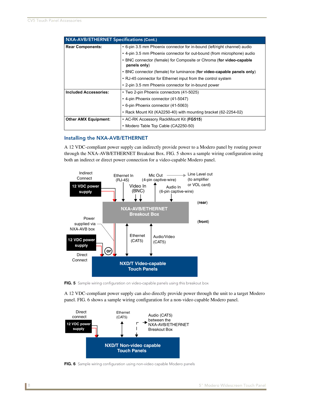 AMX NXD-CV5 manual Installing the NXA-AVB/ETHERNET, Rear Components, Panels only 