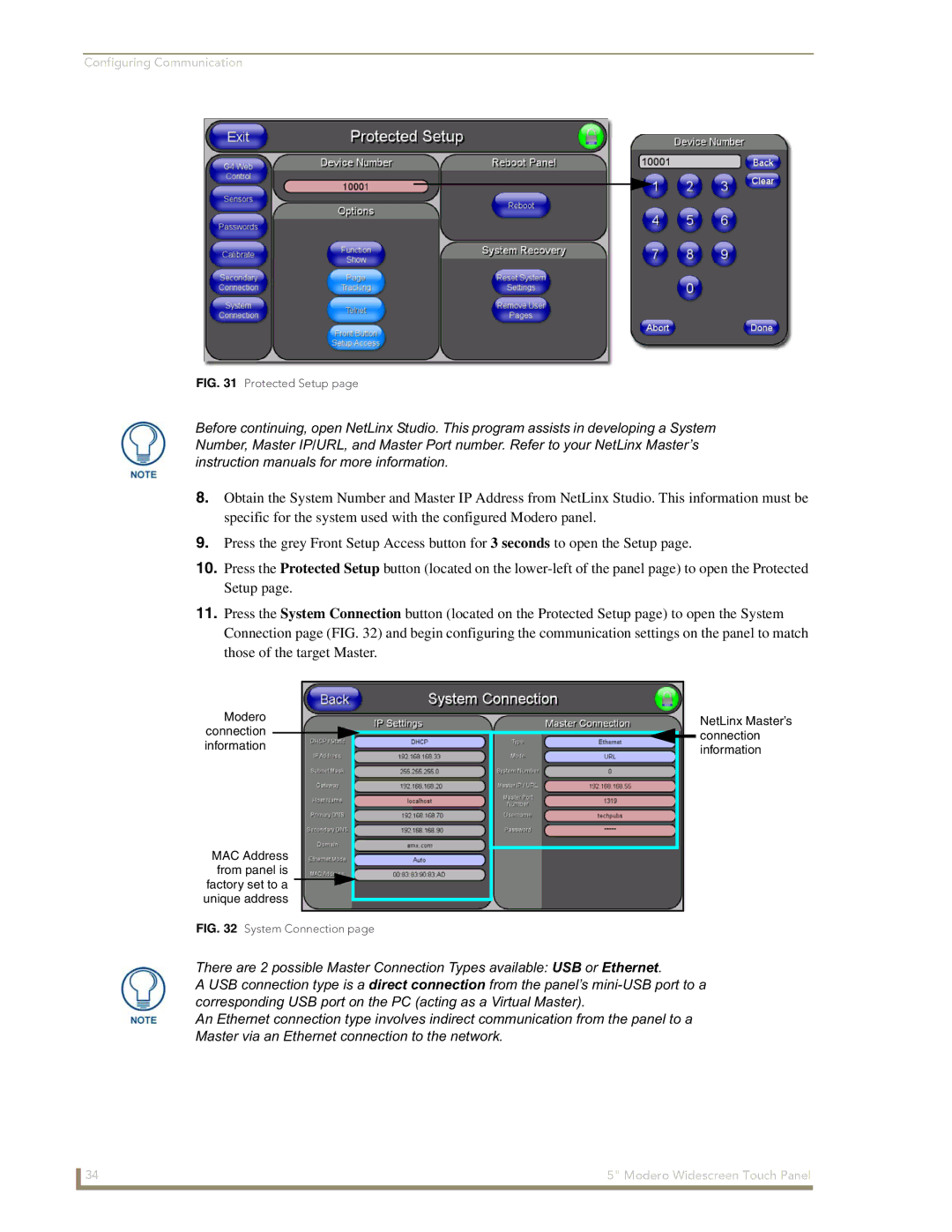 AMX NXD-CV5 manual Modero connection information 