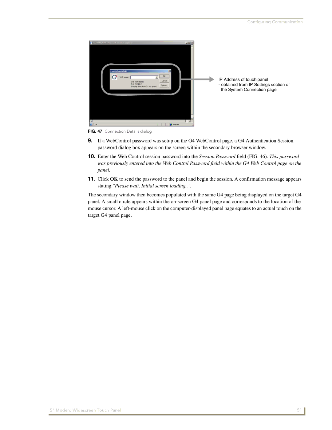 AMX NXD-CV5 manual Connection Details dialog 