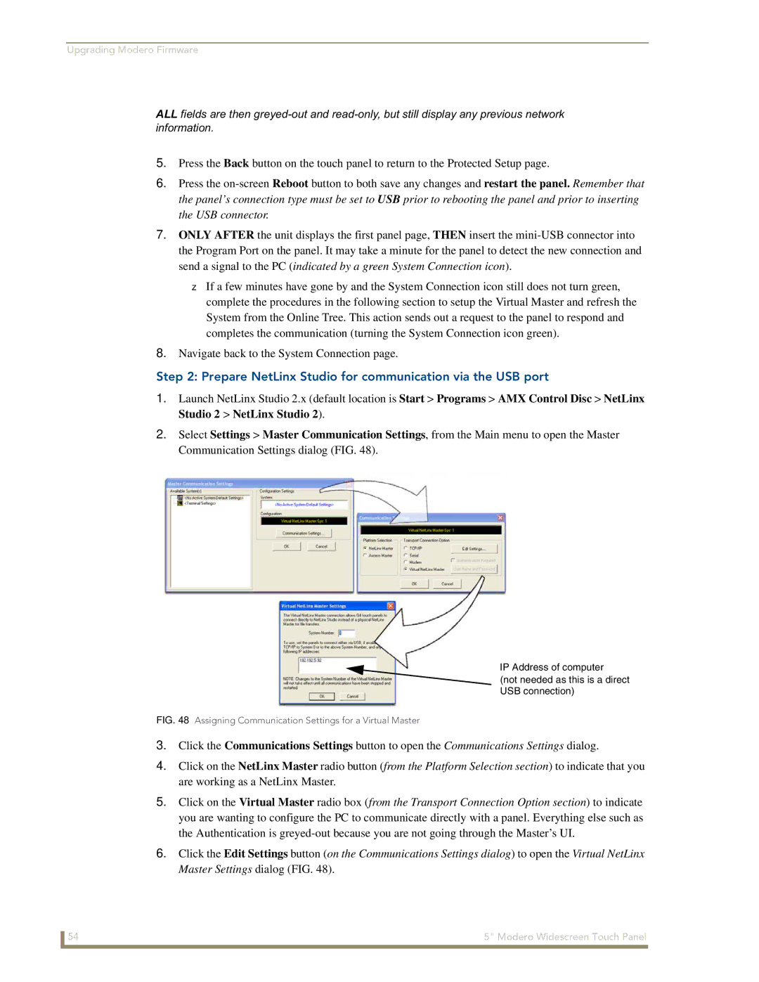 AMX NXD-CV5 manual Prepare NetLinx Studio for communication via the USB port 