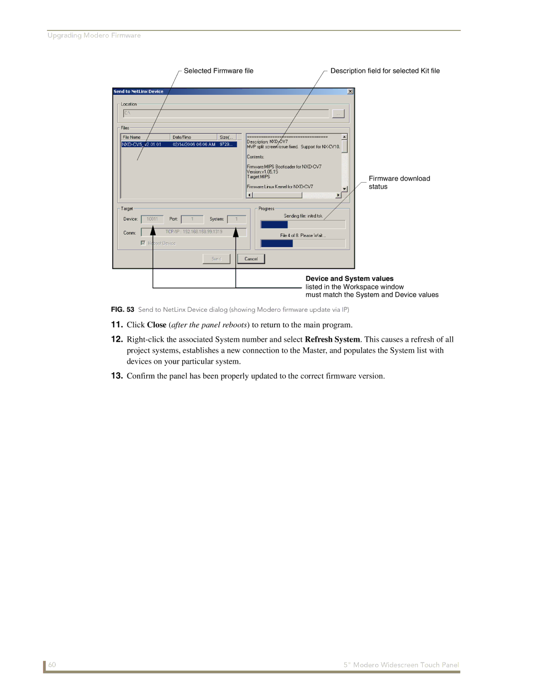 AMX NXD-CV5 manual Selected Firmware file 