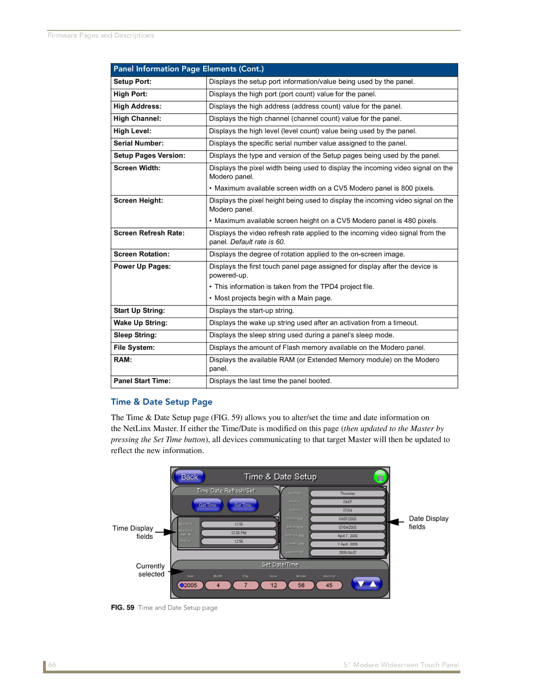 AMX NXD-CV5 manual Time & Date Setup 