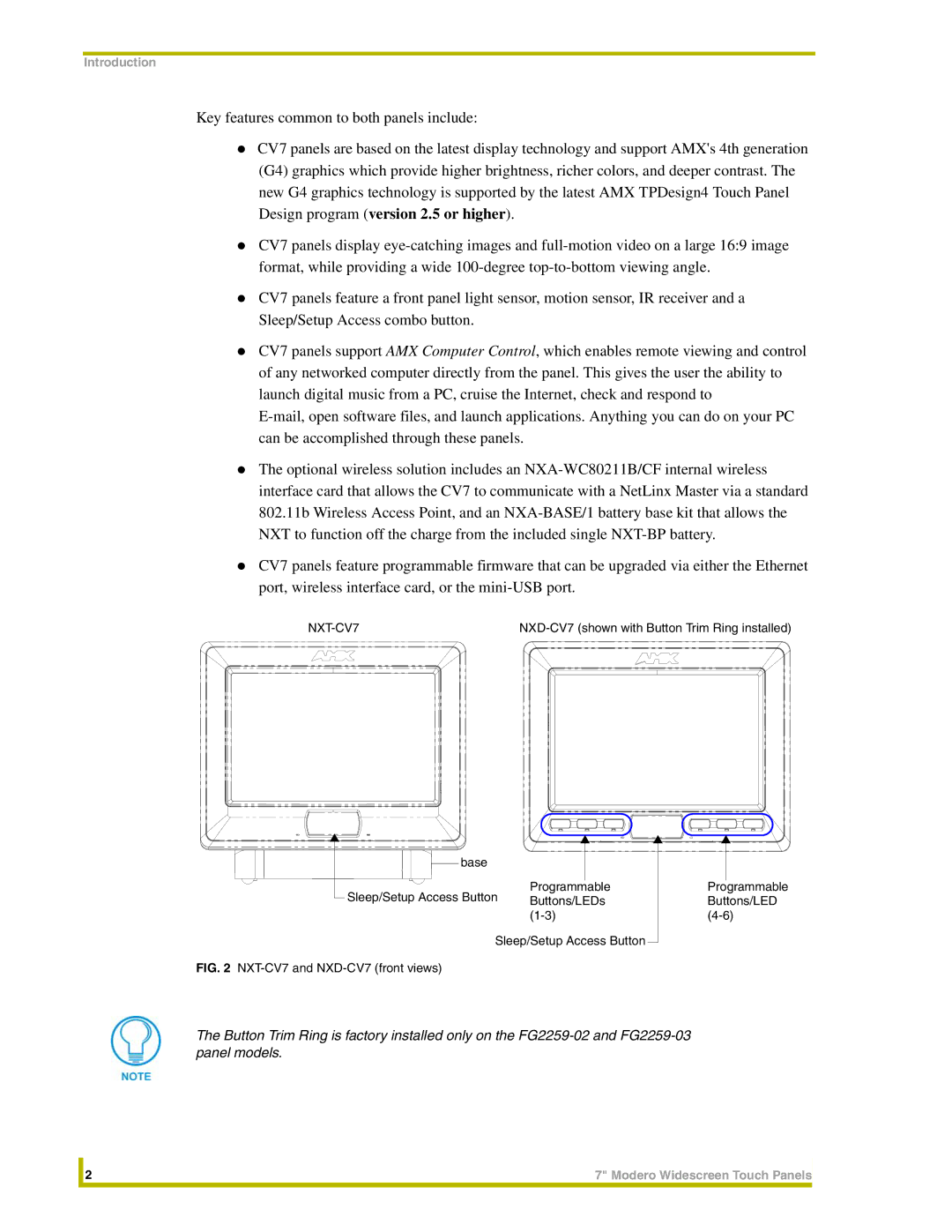 AMX instruction manual NXT-CV7 and NXD-CV7 front views 