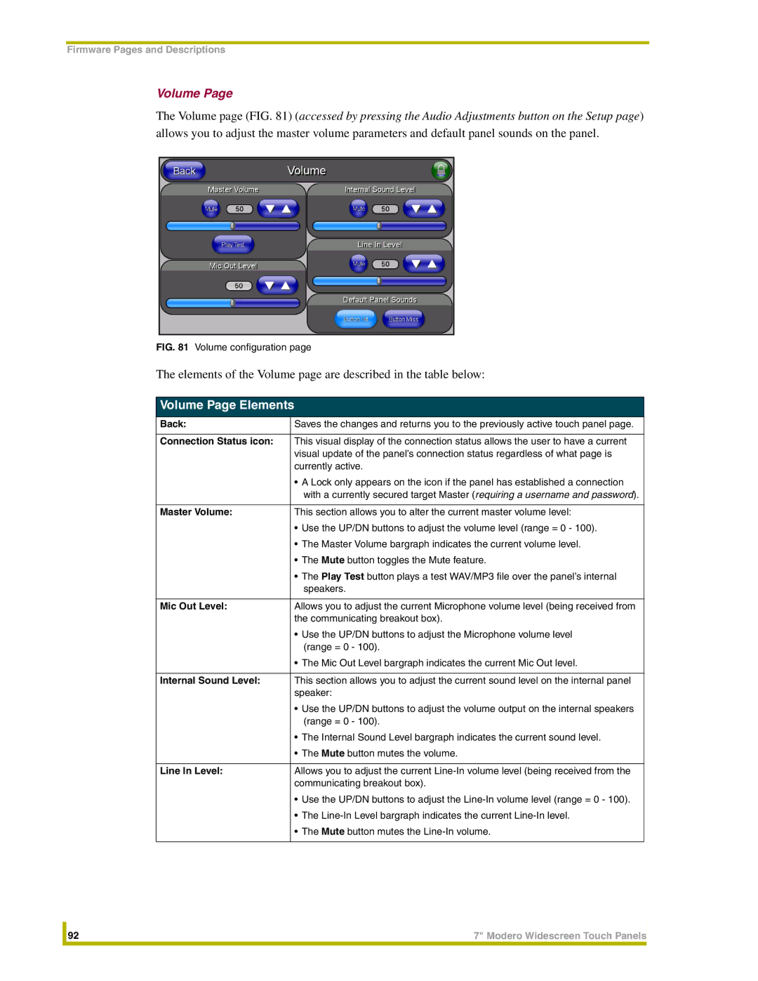 AMX NXD-CV7, NXT-CV7 instruction manual Volume Page Elements 