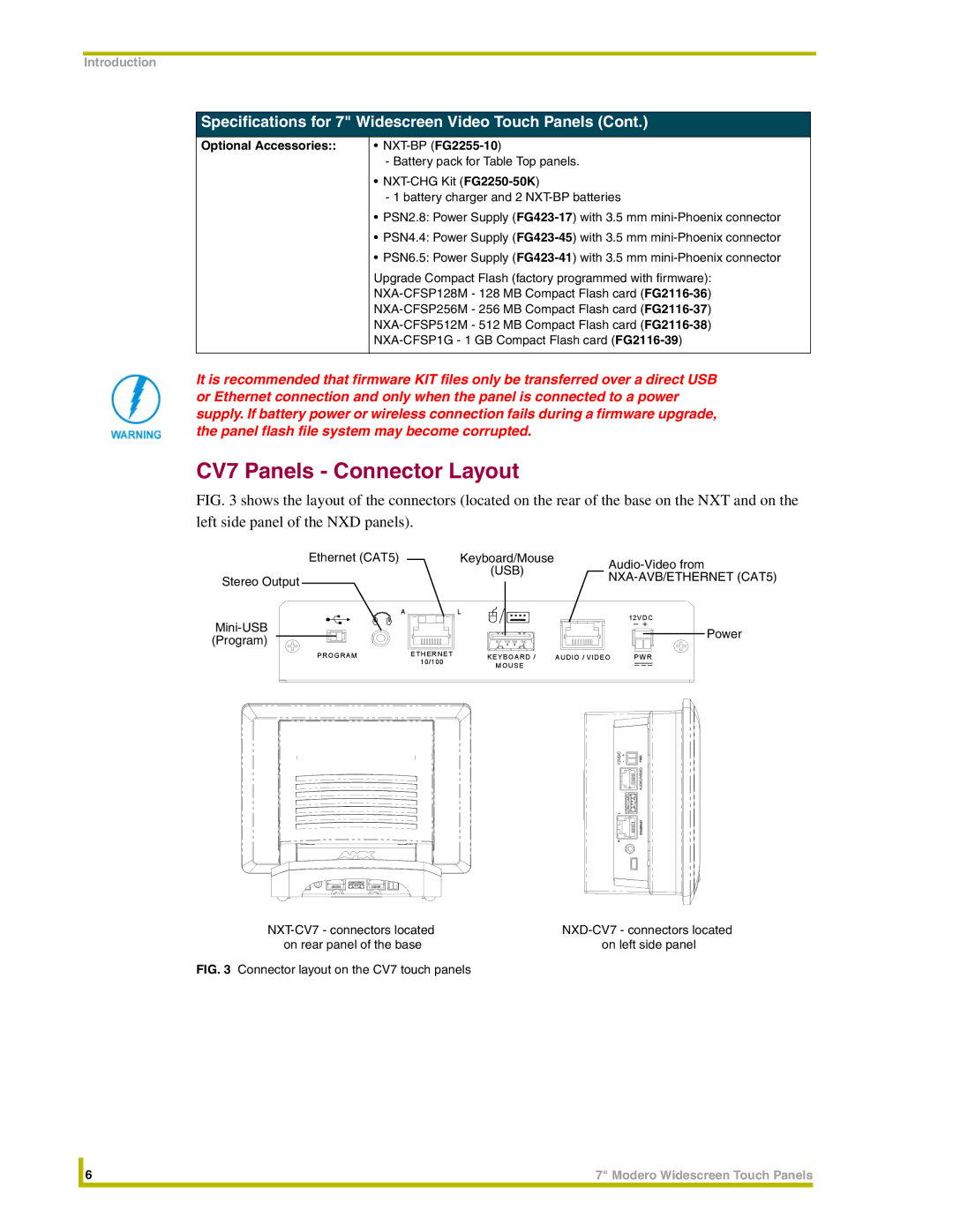 AMX NXD-CV7, NXT-CV7 instruction manual CV7 Panels Connector Layout, NXA-AVB/ETHERNET CAT5 