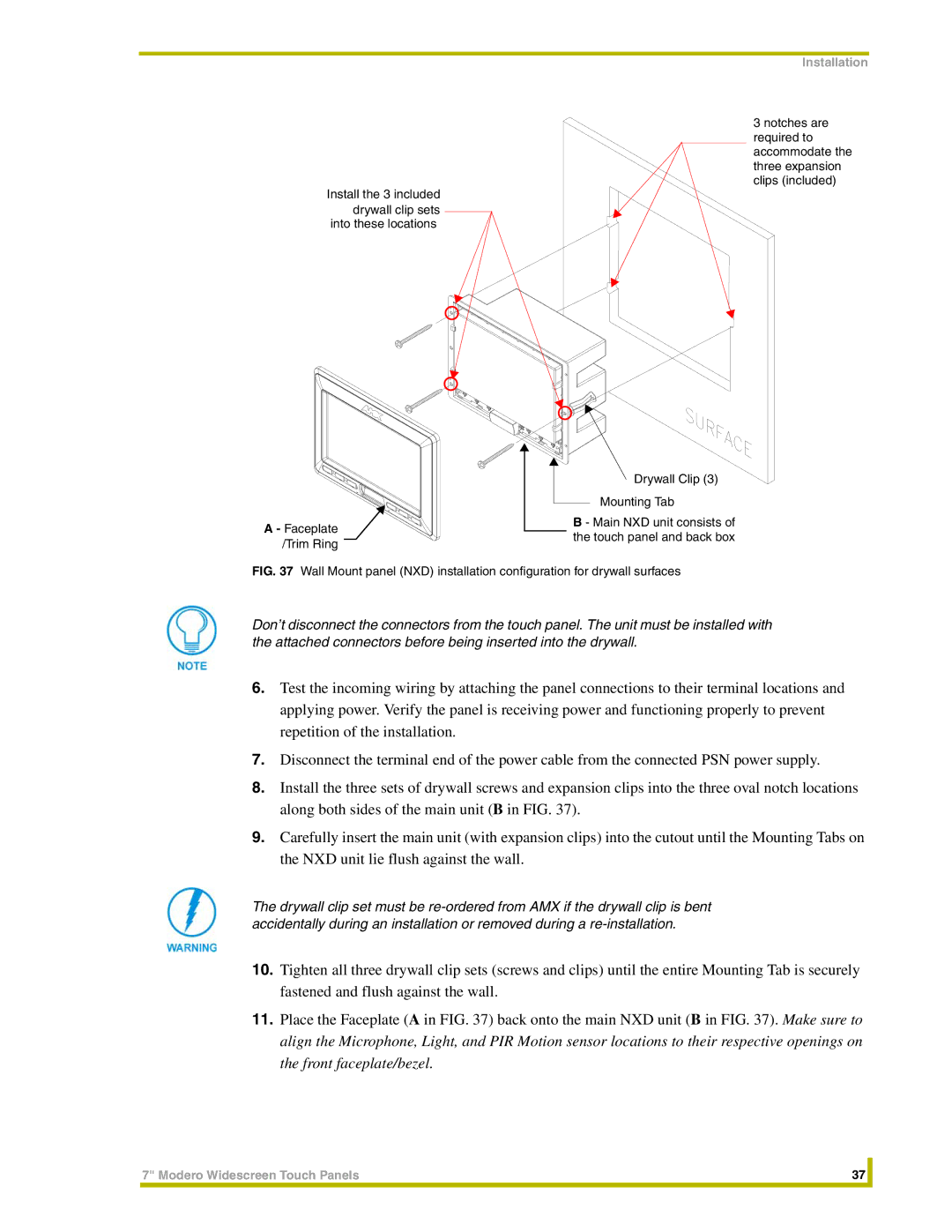 AMX NXT-CV7, NXD-CV7 instruction manual Installation 