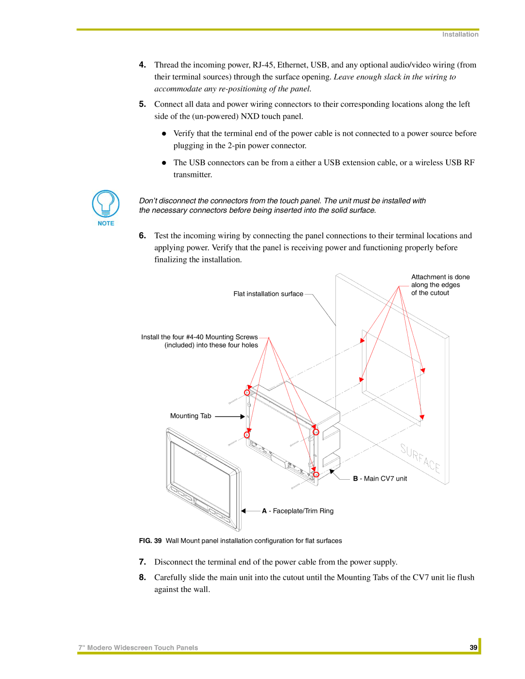 AMX NXT-CV7, NXD-CV7 instruction manual Along the edges 